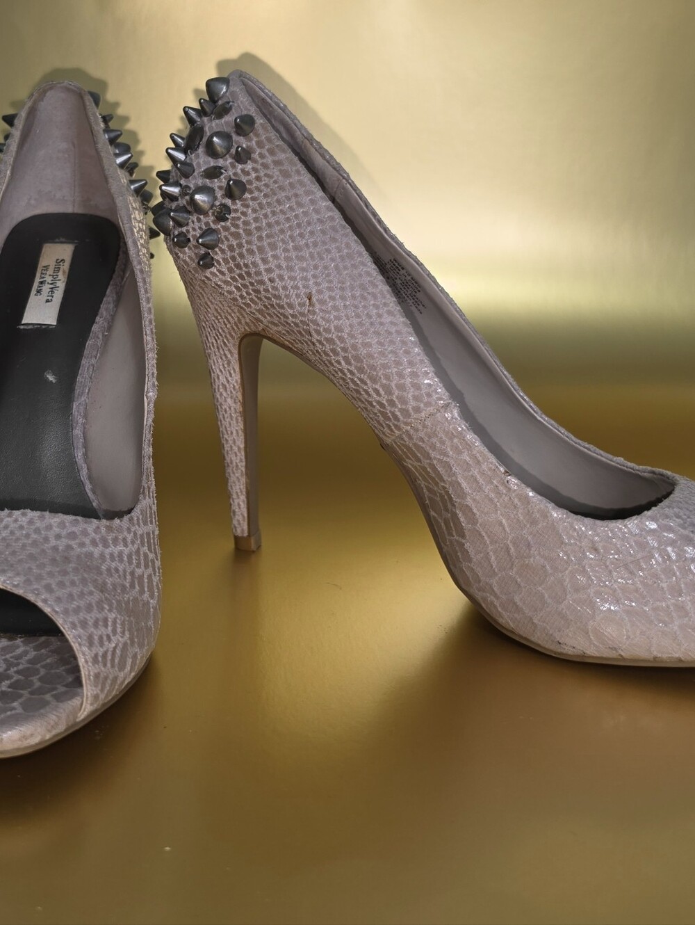 Simply Vera by Vera Wang stud/jewel Snake-Print Peep-Toe Pumps - Light Pink